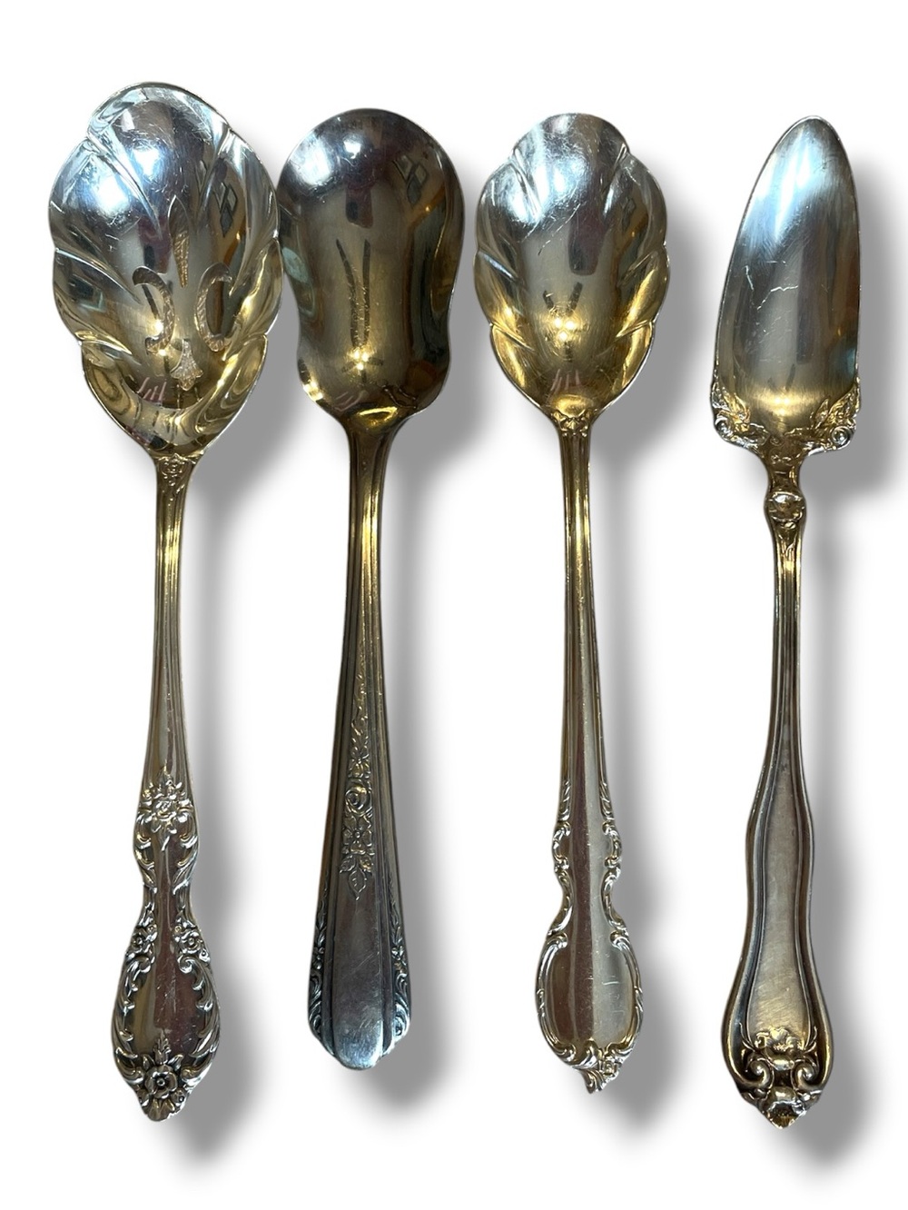 Condiment serving spoons, vintage/antique, ornate